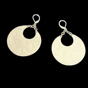 Large silver plated earrings half moon design